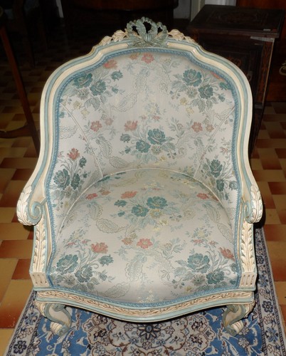 Antica poltrona laccata panna - poltrona,