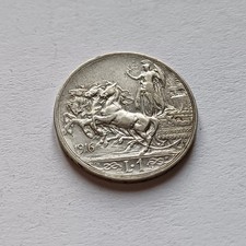 Moneta Da 1 Lira Quadriga Briosa 1916 Rara Zecca Di Roma Ag 835 G 5 Lotto 1956
