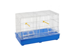 Gabbia Cova Uccelli Gialla con Divisorio, Mangiatoie e Posatoi 58X34,5X36,5h cm