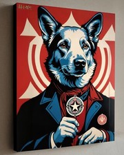 Quadro su tela con cornice stile cane pastore delle fate con cacao 40x30 cm firmato Hitt