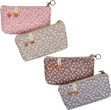 (4 Pezzi) Set Astucci a Fiori in Tela - Sacchetti Zip per Scuola, Cancelleria, C