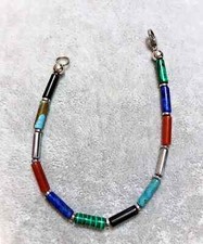 Bracciale Uomo Donna in Pietra dura Naturale Malachite Lapislazzuli Cilindri 4mm