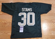 Maglia verde autografata firmata Frank Stams Notre Dame irlandese 3 iscrizioni auto