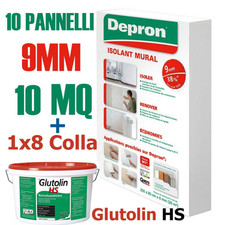 DEPRON PANNELLI ISOLANTI DA 9MM (125 X 80 ) CONFEZIONE DA 10MQ  + 1 GLUTOLIN 8KG