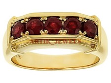 Riscaldato Rubino Gemma Con Placcato Oro 925 Sterling Argento Anello per Uomo