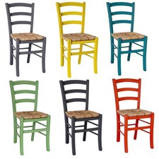 Set di 6 sedie Venezia in legno verde, nero, rosso, grigio, giallo, turchese