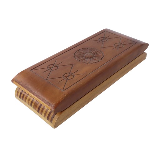 Vintage hand carved wooden box - vintage,