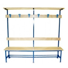 Panca spogliatoio con seduta, schienale, appendiabiti e piano borse, Morale S...