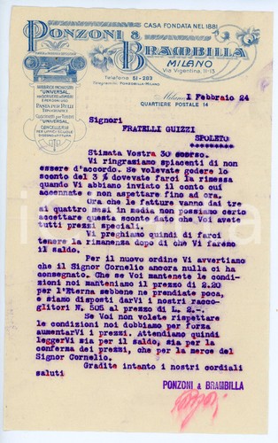 1924 milano ponzoni - milano, e
