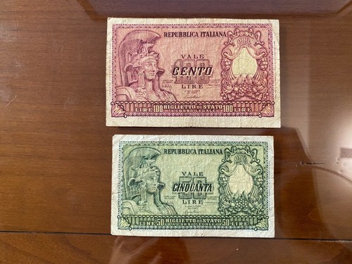 Lotto banconote lire 100 - lire, 50