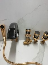 BATTERIA BORDO VASCA  CON DOCCIA RESP Art LOU LOU 013 CANNA DI FUCILE/ORO