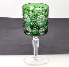 Vetro Piedi Bicchiere Vetro Cristallo Smaragd-Grün Fiori Levigato a Mano O749