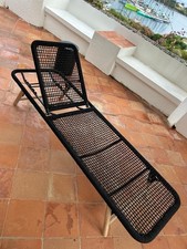 Kave Home Lettino Con Materasso Nero Da Esterno In Acciaio E Acacia Come Nuovo