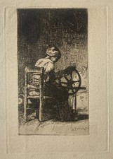 La Fileuse, eau forte du