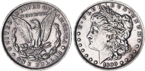 Usa dollaro argento 1890 o - 1,