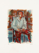 Saverio Terruso (Monreale 1939 - 2003) OPERA LITOGRAFIA FIGURA MASCHILE SEDUTA