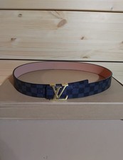 Louis Vuitton cintura in pelle damier grafite/grigio motivo scacchiera 110 cm 44 pollici