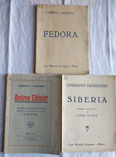 Umberto Giordano, lotto di 3 libretti d'Opera lirica antichi. Vedi descrizione.
