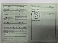 Simson carta di registrazione