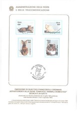 BOLLETTINO ANIMALI DOMESTICI I GATTI L. 600 - 6/3/1993 - SASSONE 2051/4 - 6/93