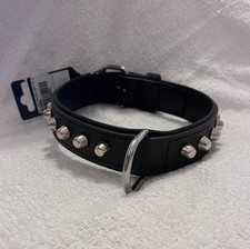 Collare cuoio cane Borchie taglia media cm.50 Nero Pitbull Bulldog Rottweiler