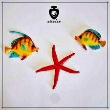 TRIS Pesci in ceramica tropicali stella marina finti decorazioni parete interno