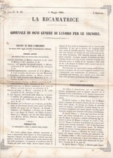 La ricamatrice. Giornale di ogni genere di lavoro (...). 1 Maggio 1851.
