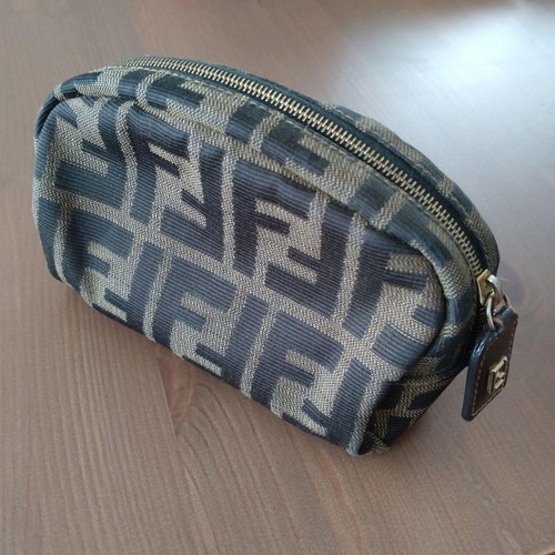 Fendi pouch canvas nero oliva - pouch,