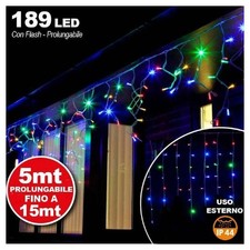 TENDA CASCATA LUMINOSA MULTICOLORE 510X90 CM PROLUNGABILE FINO A 15MT 189 LED