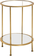 Tavolino Oro, Metallo, Vetro