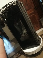 stufa a pellet Thermorossi 11 kw bianca con rivestimento in ceramica e acciaio..