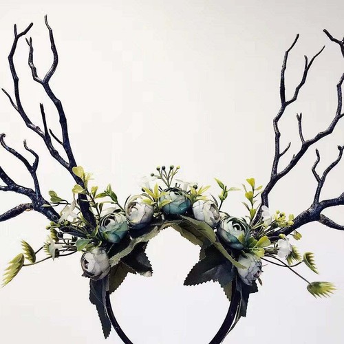 Costume corno ramo - nero, fiori