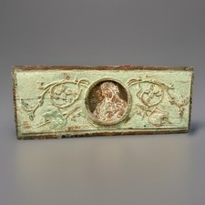 Raro pannello antico in legno intagliato con figura intagliato a mano armadio o architettonico