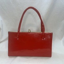 Vintage 50s 60s Red Vinyl Handbag Retro Gold Snap Clasp Frame Purse USA Made