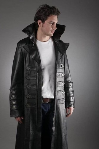 Uomo nero pelle cappotto - nero,