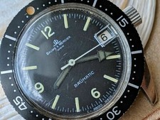 Vintage Baume & Mercier 12 ATM Baumatic Diver con quadrante immacolato, patina, tutte le SS custodia