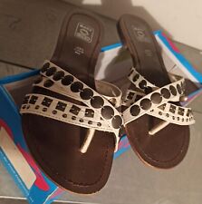 Sandalo Baci Italia in vero cuoio strisce bianche misura 37