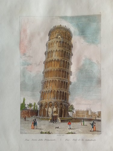 Stampa antica pisa torre - antica,