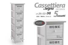 MOBILE CASSETTIERA 5 CASSETTI HOME IN LEGNO BIANCO SHABBY 26*32*98 CM EDT-788154