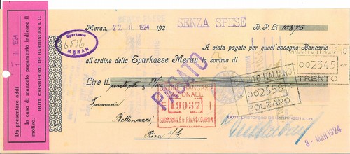 Assegno bancario sparkasse - bancario,