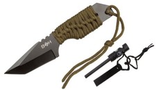 Coltellino a Lama fissa 17.5 cm Full Tang Con Pietra Focaia Bussola e Fodero