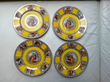 4 piatti piattini porcellana Cecoslovacchia 1857 decoro oro Rococò dipinto