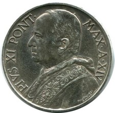 10 LIRE 1935 VATICANO VATICANO moneta Pio XI (1922-1939) ARGENTO #AH305.16.D