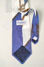 Byblos cravatta uomo vintage'90 seta azzurro bianco mai usata In cellophane-XXX