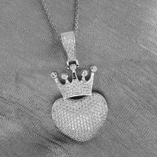 Ciondolo cuore corona - , a