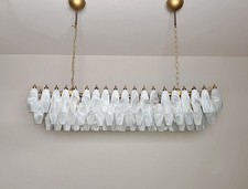 Elegante Lampadario Murano Poliedri - Carlo Scarpa - 138 bicchieri alabastro bianco