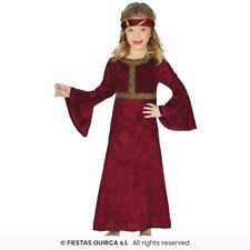 COSTUME DAMA MEDIEVALE CARNEVALE BAMBINA VESTITO GUIRCA REGINA DEL MEDIOEVO