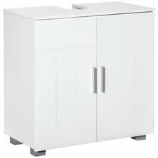kleankin Mobile Sotto Lavabo Bagno a U con 2 Ante e Ripiano Interno Regolabile