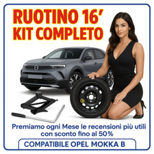 Ruotino Di Scorta 4Fori Misura Da 16 Opel Mokka B Con Kit Cric Crick + Chiave Ps