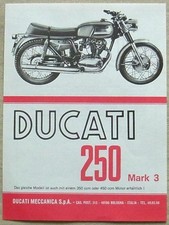 DUCATI 250 Mark 3 MOTO Scheda tecnica vendita c1963-67 testo tedesco